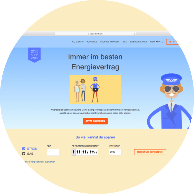 Das alte Design der Wechselpilot Webseite